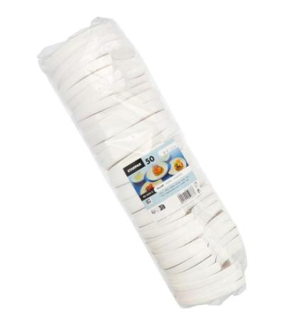 Product foto van Herbruikbare borden wit halve maan Cella set van 50