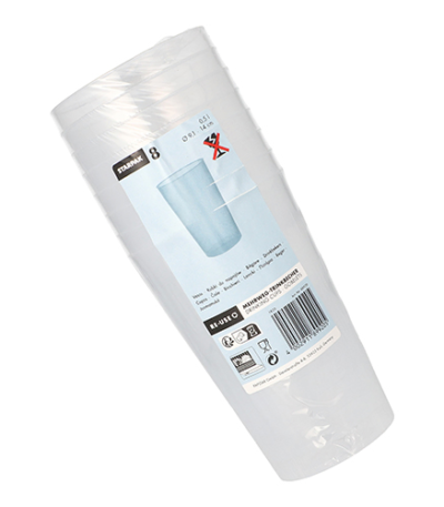 Product foto van Herbruikbare drinkbekers PP transparant onbreekbaar set van 8