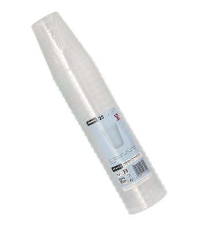 Product foto van Herbruikbare drinkbekers PP transparant set van 25 200ml