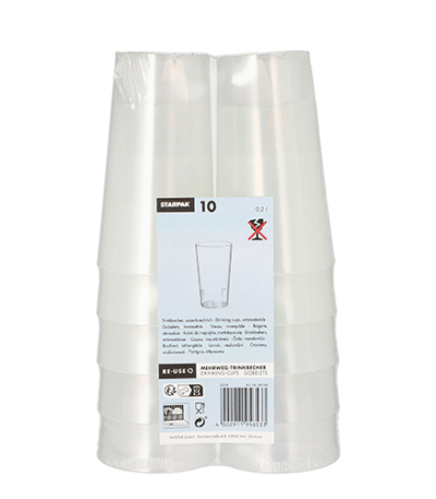 Product foto van Herbruikbare drinkbekers transparant 200ml set van 10