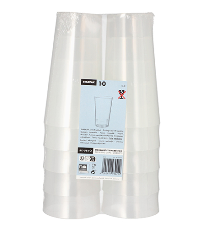 Product foto van Herbruikbare drinkbekers transparant 400ml set van 10
