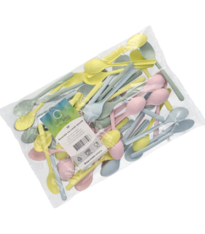 Product foto van Herbruikbare ijslepels PP-MF assorti kleuren 13 cm set van 50 Circulware by Haval