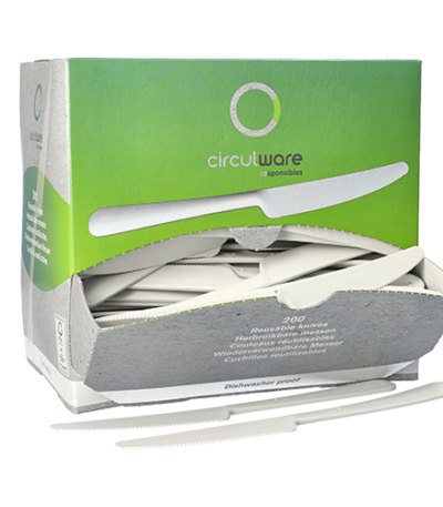 Product foto van Herbruikbare messen PP-MF wit set van 200 Circulware by Haval Gaia