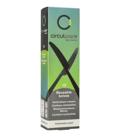 Product foto van Herbruikbare messen PP zwart set van 10 Haval Gaia