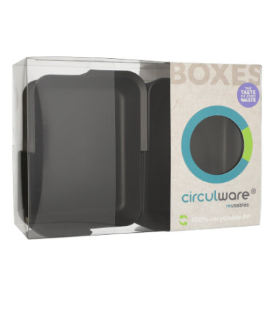 Product foto van Herbruikbare schalen Circulware zwart hoekig set van 24