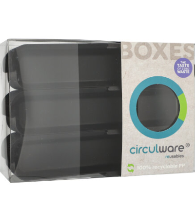 Product foto van Herbruikbare schalen Circulware zwart hoekig set van 36