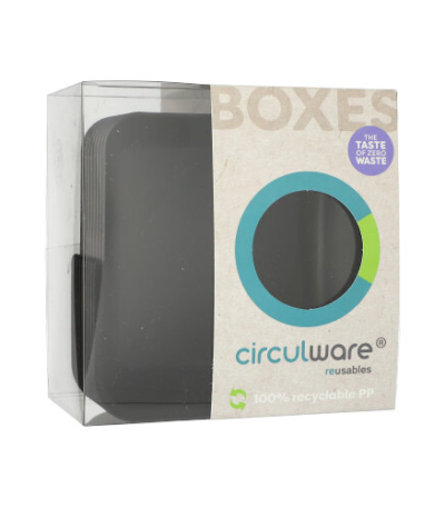 Product foto van Herbruikbare schalen Circulware zwart hoekig set van 8