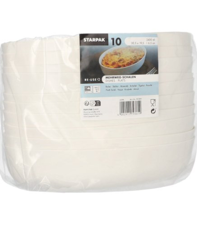 Product foto van Herbruikbare schalen wit 2400ml set van 10 Cella