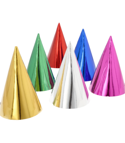 Product foto van Hoedjes assorti kleuren Metallic set van 6