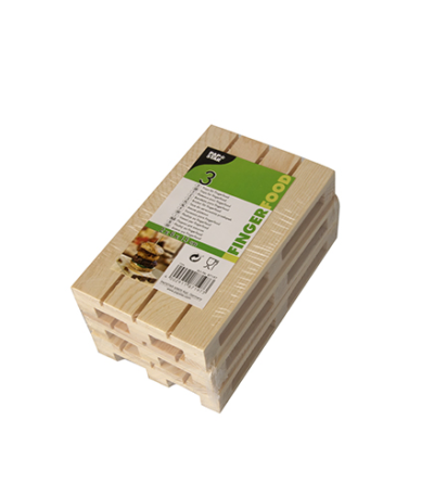 Product foto van Houten amuse plateaus small bruin set van 3