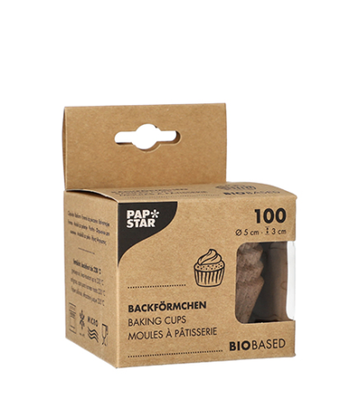 Product foto van Houten bakvormpjes rond set van 100 5cm x 3cm