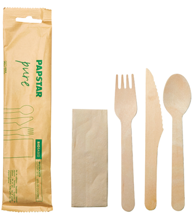 Product foto van Houten bestekset mes vork lepel servet set van 50 "pure"