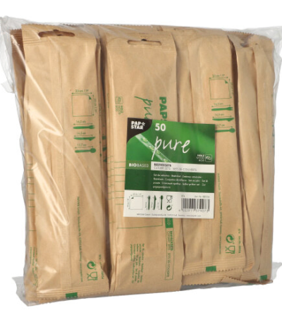 Product foto van Houten bestekset mes vork lepel set van 50 Pure