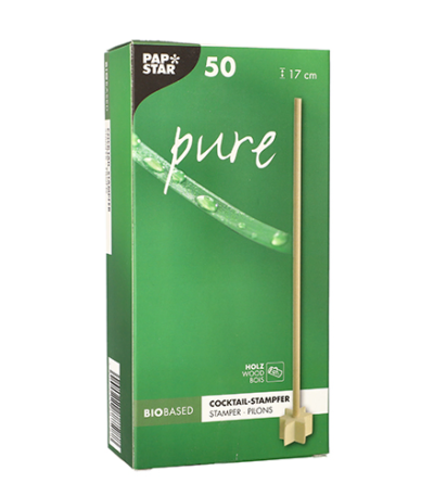 Product foto van Houten cocktail stamper natuur 17cm set van 50 Star