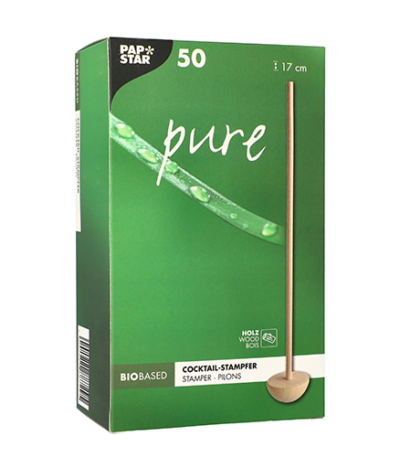 Product foto van Houten cocktailstamper natuur 17cm set van 50 Moon