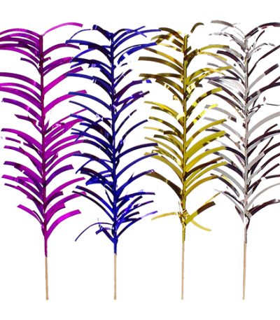 Product foto van Houten decoprikkers assorti kleuren set van 100 Palm Leaf