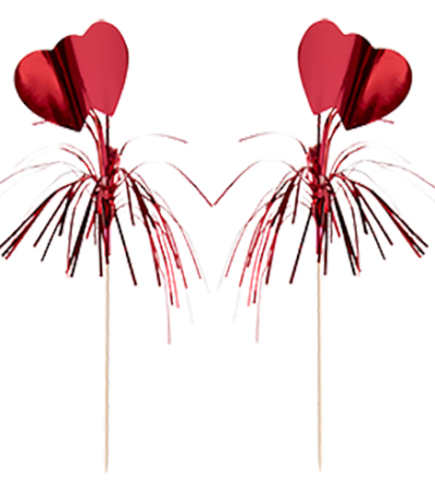 Product foto van Houten decoprikkers rood 22 cm set van 100 Amore