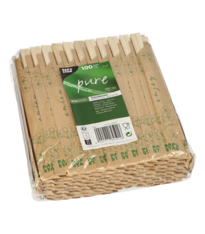 Product foto van Houten eetstokjes set van 100 21cm pure
