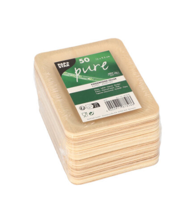 Product foto van Houten fingerfood bordjes hoekig set van 50