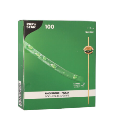 Product foto van Houten fingerfood prikkers 12 cm set van 100 Burger