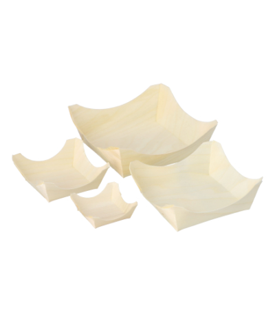 Product foto van Houten fingerfood schalen hoekig set van 50 200ml