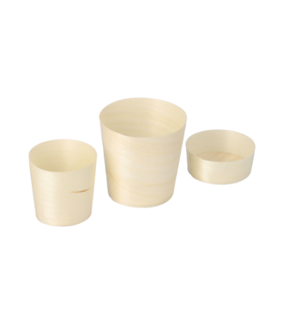 Product foto van Houten fingerfood schalen rond set van 50 5cm x 2cm