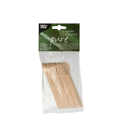 Product foto van Houten koffielepels 11 cm set van 25 pure