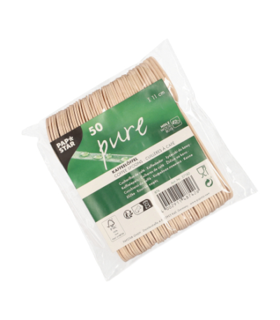 Product foto van Houten koffielepels 11 cm set van 50 "pure"