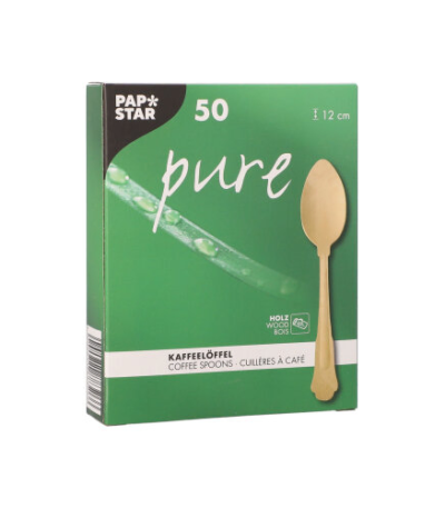 Product foto van Houten koffielepels Vintage 12cm set van 50