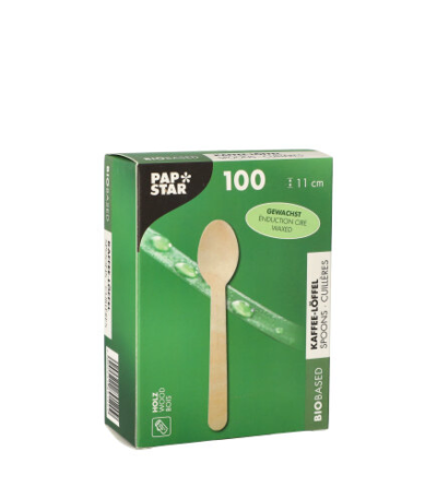 Product foto van Houten koffielepels gewaxt 11cm set van 100