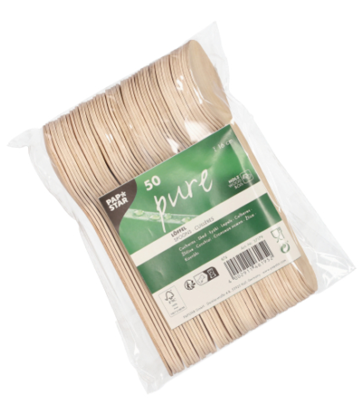 Product foto van Houten lepels 16 cm set van 50 "pure"