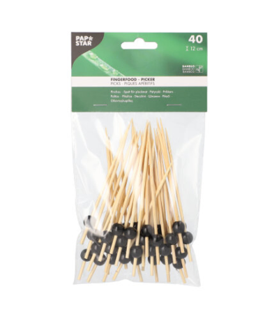 Product foto van Houten prikkers Fingerfood black pearl set van 40