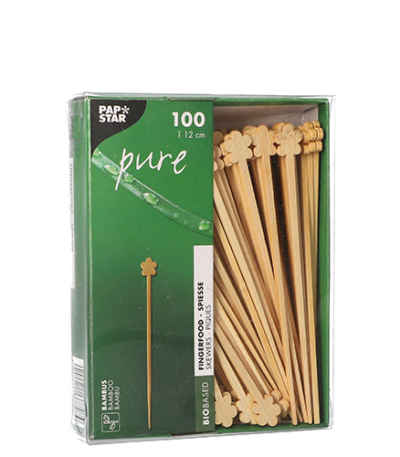 Product foto van Houten prikkers Fingerfood set van 100 Bloemen 12cm