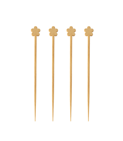 Product foto van Houten prikkers Fingerfood set van 100 Bloemen 12cm