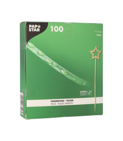 Product foto van Houten prikkers Star set van 100 14cm
