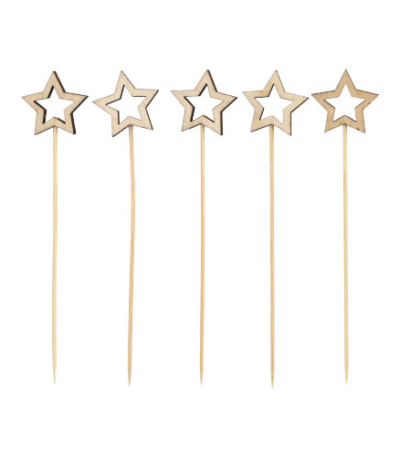 Product foto van Houten prikkers Star set van 100 14cm