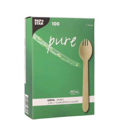 Product foto van Houten sporks 16 cm set van 100