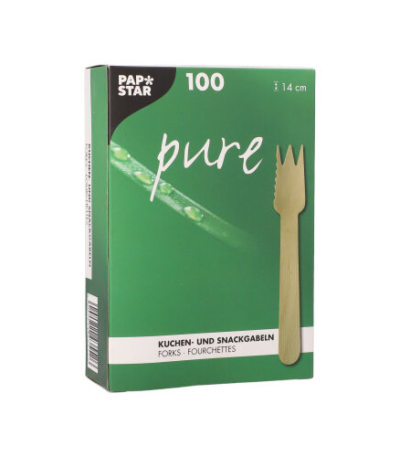 Product foto van Houten taartvorkjes met snijrand set van 100 Pure
