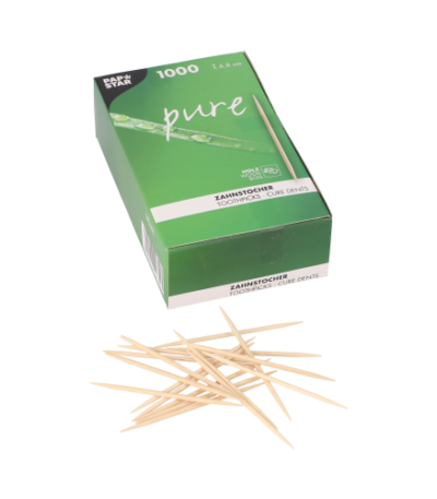 Product foto van Houten tandenstokers rond set van 1000 Pure