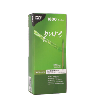 Product foto van Houten tandenstokers rond set van 1800 Pure