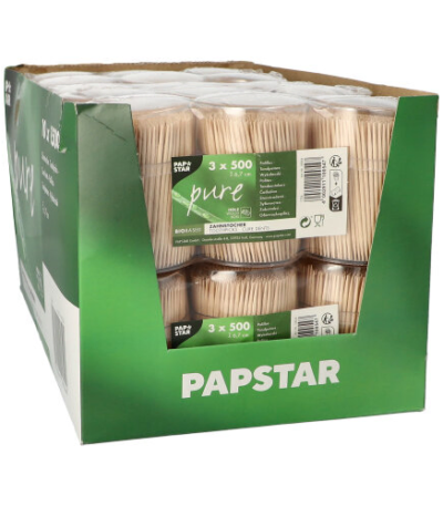 Product foto van Houten tandenstokers set van 1500 met dispenserbox