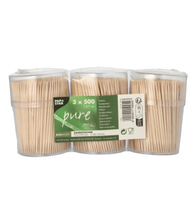 Product foto van Houten tandenstokers set van 1500 met dispenserbox