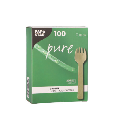 Product foto van Houten vorken 10 cm set van 100