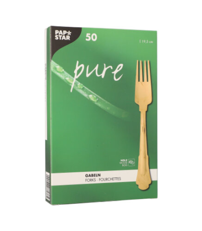 Product foto van Houten vorken Vintage 19.5 cm set van 50