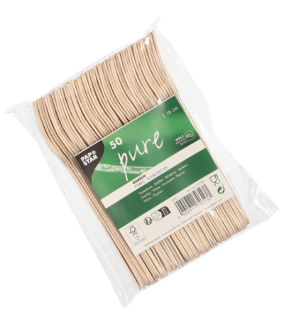 Product foto van Houten vorken pure 16cm set van 50