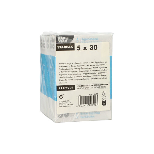 Product foto van Hygienezakjes wit spenderbox 150 stuks