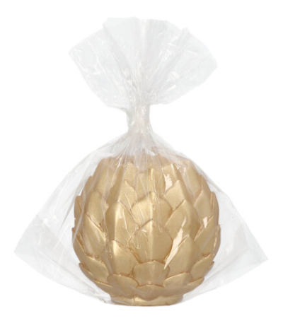 Product foto van Kaarsen bolkaars goud 10cm Pine Cone