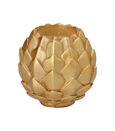 Product foto van Kaarsen bolkaars goud 10cm Pine Cone