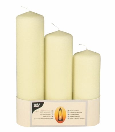 Product foto van Kaarsen lantaarnkaarsen ivoor set van 3