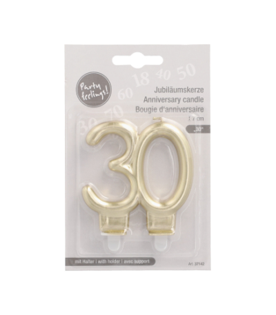 Product foto van Kaarsen met houder goud "30" set van 10